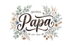 T shirt Boho Papa calligraphy design with floral wreath for Product Image 2