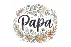 T shirt Fathers Day greeting card design Papa calligraphy fl Product Image 2