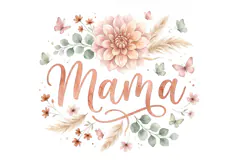 T shirt Mama watercolor lettering with floral dahlia and but Product Image 2