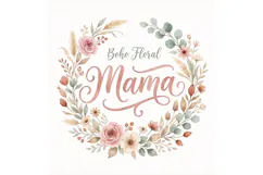 T shirt Boho floral Mama typography wreath for Mothers Day T Product Image 2