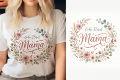 T shirt Boho floral Mama typography wreath for Mothers Day T Product Image 1
