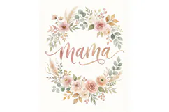T shirt Mothers Day floral wreath with mama calligraphy text Product Image 2