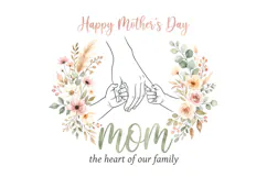 T shirt Happy Mother's Day greeting card with floral illustr Product Image 2