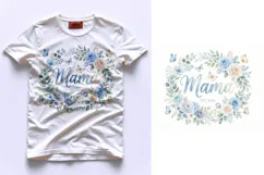 T shirt Watercolor floral wreath with Mama est 2024 text for Product Image 1