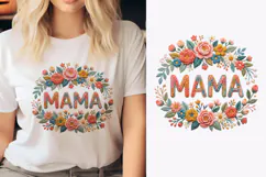 T shirt Mothers Day embroidery text with floral wreath Product Image 1