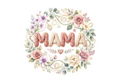 T shirt Mothers Day floral wreath with knitted Mama Product Image 2