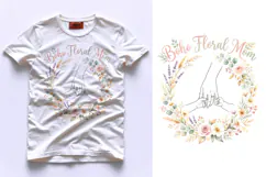 T shirt Boho Floral Mom illustration with hands holding baby Product Image 1