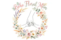 T shirt Boho Floral Mom illustration with hands holding baby Product Image 2