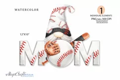 MOM baseball Gnome sublimation| watercolor mom sport png Product Image 1