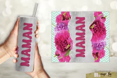 MAMAN tumbler wrap sublimation design png with red peony Product Image 2