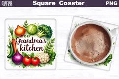 Grandma&#039;s Kitchen Square Coaster | Mother&#039;s Day Coaster Product Image 1