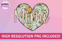 Floral Mimi png, Heart Mimi sublimation design Product Image 2