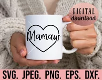 Mamaw Heart SVG - Blessed Mamaw - Most Loved Mothers Day Product Image 2