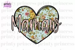 Flower Mamaw png, Heart Mamaw design Product Image 1