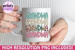 Rainbow Grandma png, Leopard Grandma sublimation design Product Image 2