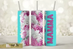 MAMMA tumbler wrap sublimation design png with pink peony Product Image 1