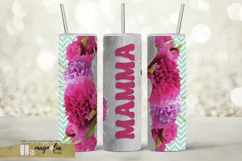 MAMMA tumbler wrap sublimation design png with pink peony Product Image 1