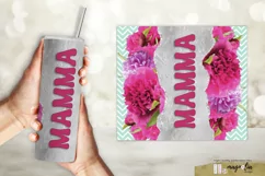 MAMMA tumbler wrap sublimation design png with pink peony Product Image 2