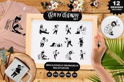 Man Alcoholic Drunkard In Bad Situation Clipart Set Product Image 1