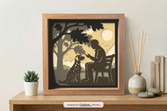 Man and Dalmatian, dalmatian Sunset Shadow Box SVG Product Image 3