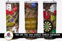man cave seamless skinny tumbler wrap sublimation design