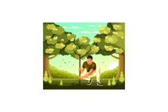 Man Planting Trees Illustration Product Image 1