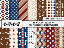 Pet Dog Digital Papers, digital scrapbooking designs Product Image 2