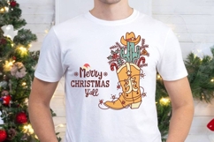 Merry Christmas Y&#039;all Cowboy SVG PNG Western Christmas Boot Product Image 3