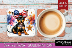 Manchester Terrier Dog Square Coaster Patriotic Dog Coaster Product Image 1