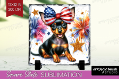 Manchester Terrier Dog Slate PNG Patriotic Dog Square Slate Product Image 1
