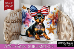 Manchester Terrier Dog Pillow Sublimation Patriotic Dog PNG Product Image 1