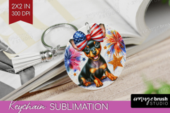 Manchester Terrier Dog Keychain PNG Patriotic Dog Keychain Product Image 1