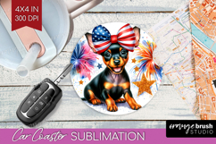 Manchester Terrier Dog Car Coaster Patriotic Dog Coaster PNG Product Image 1