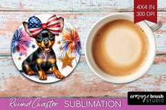 Manchester Terrier Dog Round Coaster Patriotic Dog Coaster Product Image 1