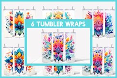 6 Watercolour Mandala Tumbler Sublimation I Watercolour PNG Product Image 1