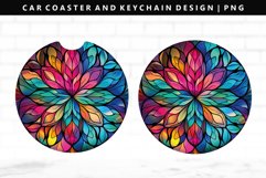 Mandala Keychain And Car Coaster Sublimation Design Product Image 1