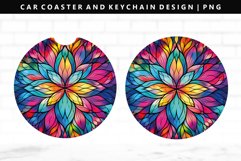 Mandala Keychain And Car Coaster Sublimation Design Product Image 1