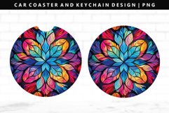 Mandala Keychain And Car Coaster Sublimation Design Product Image 1