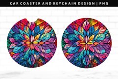 Mandala Keychain And Car Coaster Sublimation Design Product Image 1