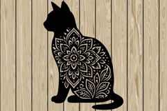 Cat mandala stencil silhouette SVG Product Image 1