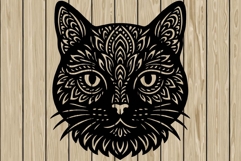 Cat mandala head stencil silhouette SVG Product Image 1