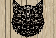Cat mandala head stencil silhouette SVG Product Image 1