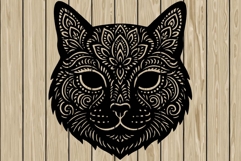 Cat mandala head stencil silhouette SVG Product Image 1