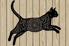 Cat mandala stencil silhouette SVG Product Image 1
