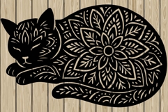 Cat mandala stencil silhouette SVG Product Image 1