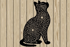 Cat mandala stencil silhouette SVG Product Image 1