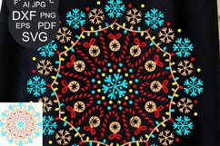 Merry Christmas Mandala clip art Snowflakes SVG Colorful Product Image 1