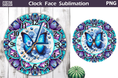 Butterfly Clock Face Sublimation | Butterfly Mandala Clock Product Image 1