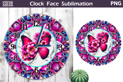 Butterfly Clock Face Sublimation | Butterfly Mandala Clock Product Image 1