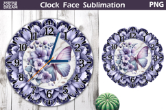 Butterfly Clock Face Sublimation | Butterfly Mandala Clock Product Image 1